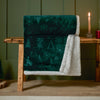 Woodland Green Throws  - Festive Time Sherpa Fleece Embossed Throw Emerald Furn