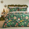  Green Bedding  - Festive Treats Printed Soft Touch Duvet Cover Set Emerald Duvet Day