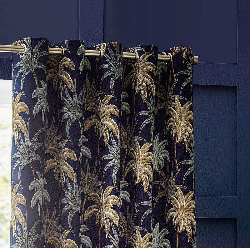 Wylder Galapagos Eyelet Curtains in Navy