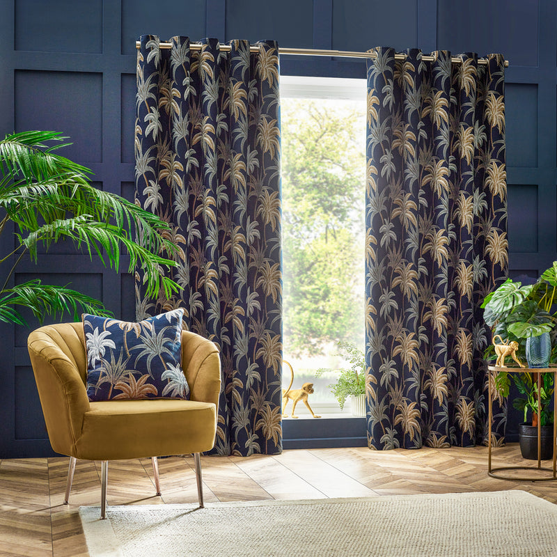 Wylder Galapagos Eyelet Curtains in Navy