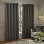 Plain Grey Curtains - Galaxy Chenille Room Darkening Eyelet Curtains Charcoal Paoletti