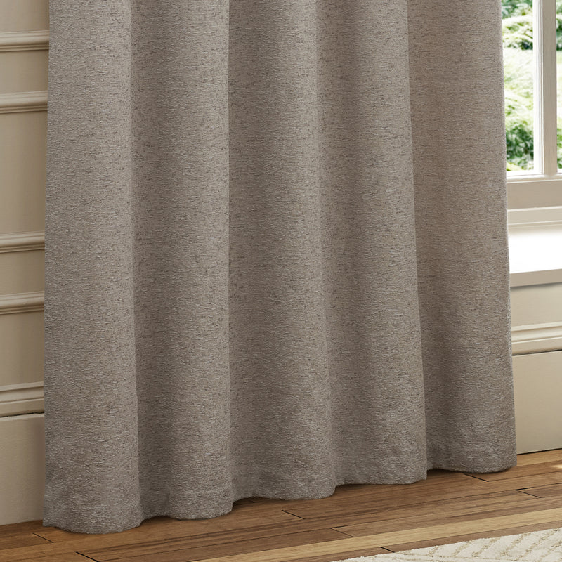 Plain Silver Curtains - Galaxy Chenille Room Darkening Eyelet Curtains Silver Paoletti