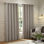 Plain Silver Curtains - Galaxy Chenille Room Darkening Eyelet Curtains Silver Paoletti