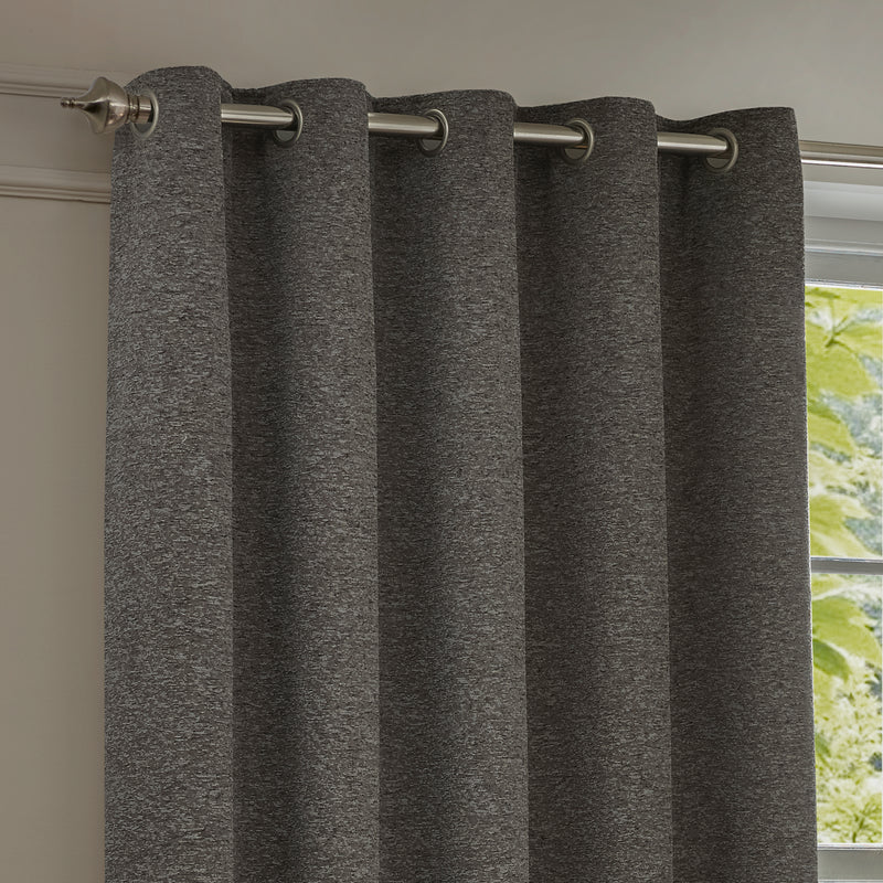  Curtains - Galaxy  Eyelet Curtains Charcoal Paoletti