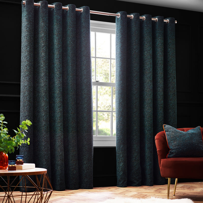 Paoletti Galaxy Room Darkening Eyelet Curtains in Emerald