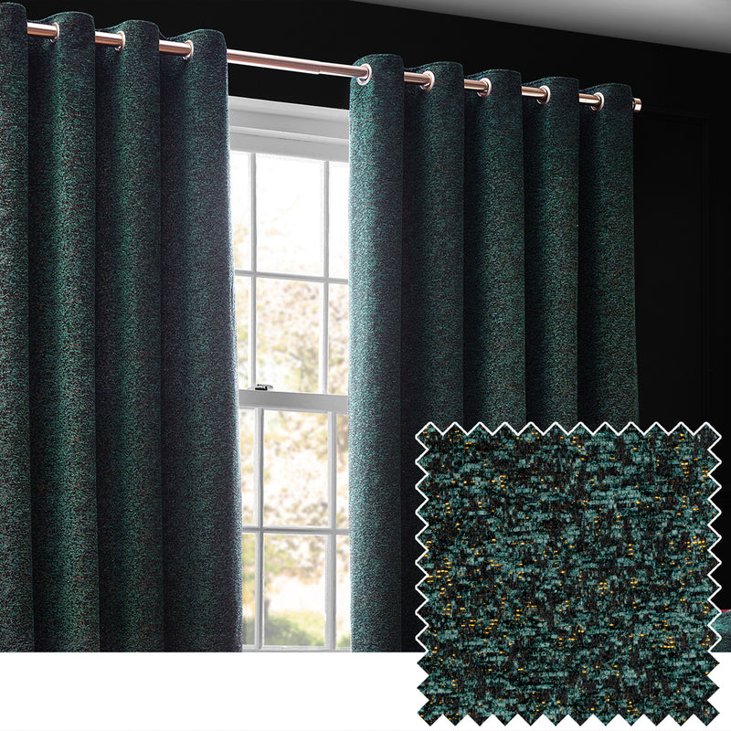 Paoletti Galaxy Room Darkening Eyelet Curtains in Emerald