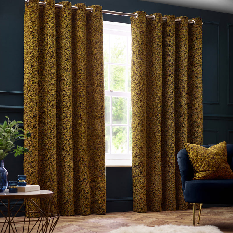 Paoletti Galaxy Room Darkening Eyelet Curtains in Gold