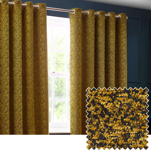 Plain Gold Curtains - Galaxy Chenille Room Darkening Eyelet Curtains Gold Paoletti