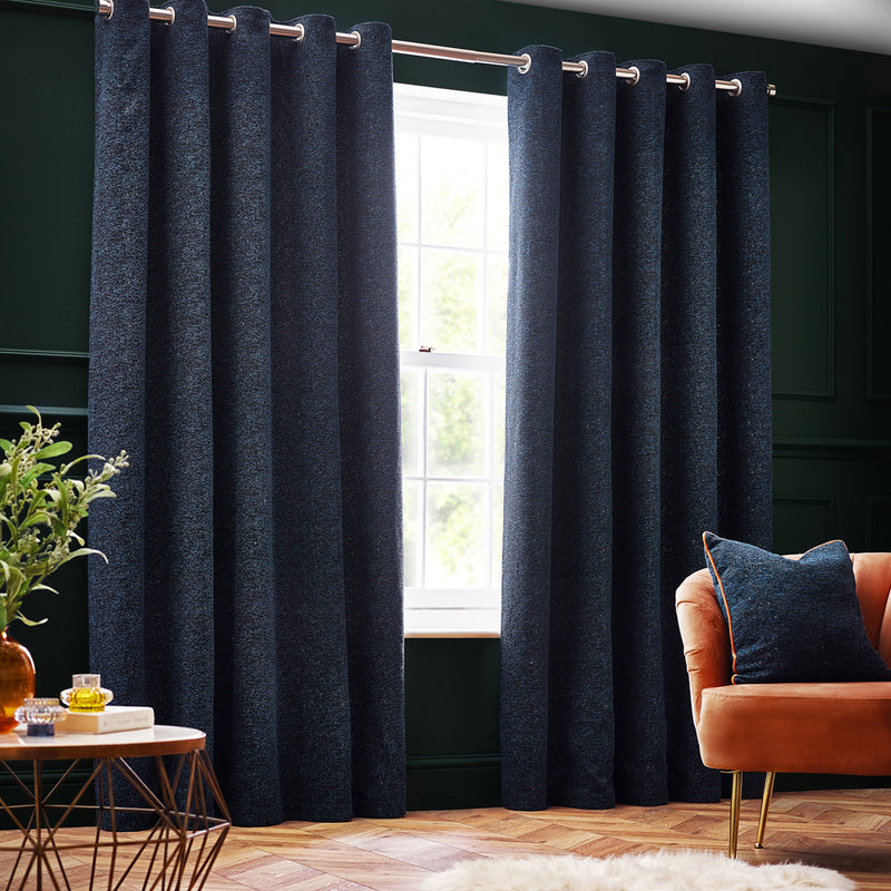 Paoletti Galaxy Room Darkening Eyelet Curtains in Navy