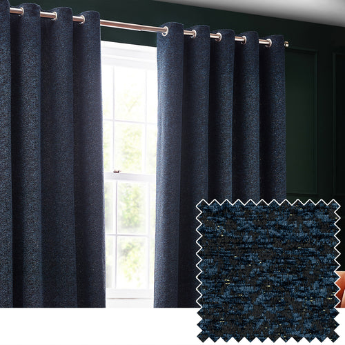 Paoletti Galaxy Room Darkening Eyelet Curtains in Navy