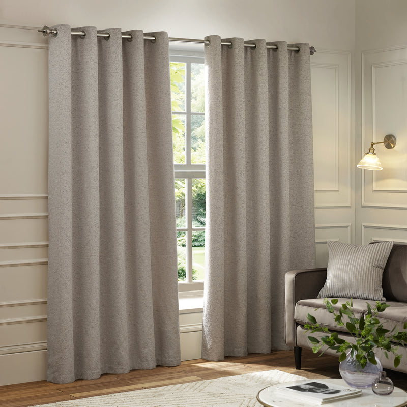  Curtains - Galaxy  Eyelet Curtains Silver Paoletti