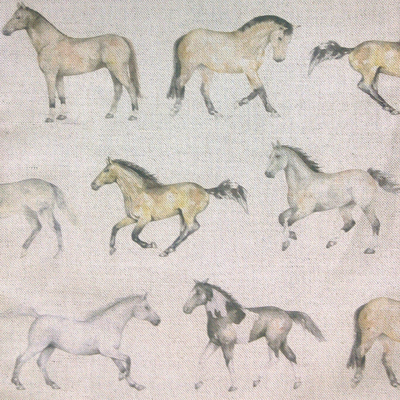 Gallops Printed Fabric Sample Swatch Linen