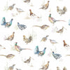 Voyage Maison Game Birds Printed Linen Fabric in Cream