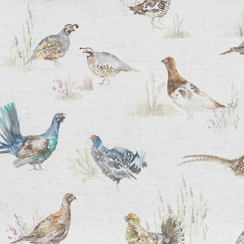 Game Birds Printed Fabric Sample Swatch Cream