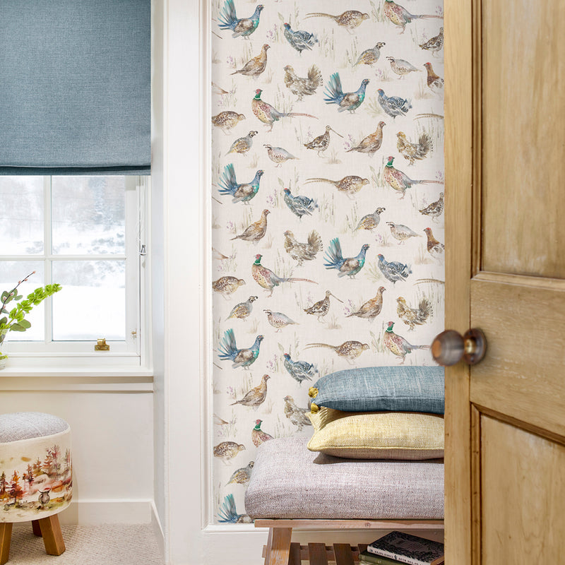 Voyage Maison Gamebirds 1.4m Wide Width Wallpaper in Linen