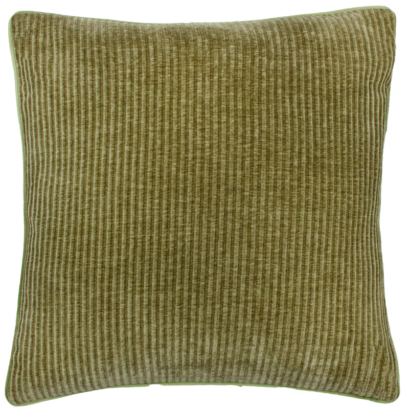 Striped Green Cushions - Garda Corduroy Piped Cushion Cover Leaf Green furn.