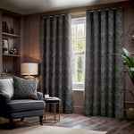 Paoletti Gatsby Jacquard Eyelet Curtains in Black