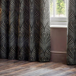 Paoletti Gatsby Jacquard Eyelet Curtains in Black