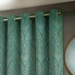 Paoletti Gatsby Jacquard Eyelet Curtains in Emerald