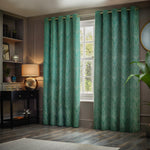 Paoletti Gatsby Jacquard Eyelet Curtains in Emerald