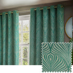 Paoletti Gatsby Jacquard Eyelet Curtains in Emerald