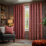 Paoletti Gatsby Jacquard Eyelet Curtains in Terracotta