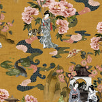 Paoletti Geisha Floral Wallpaper in Ochre