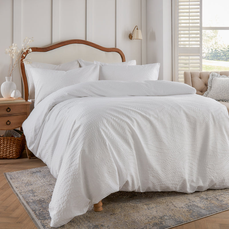  White Bedding - Georgia Heat Pressed Duvet Cover Set White Wylder