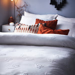 Yard Ghost Tufted Halloween 100% Cotton Duvet Cover Set in White 