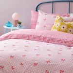 Check Pink Bedding - Gingham Bows Printed Duvet Cover Set Pink Heya Home