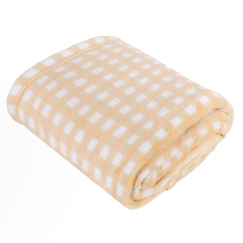 Check Yellow Throws - Gingham Printed Fleece Throw Yellow Furn