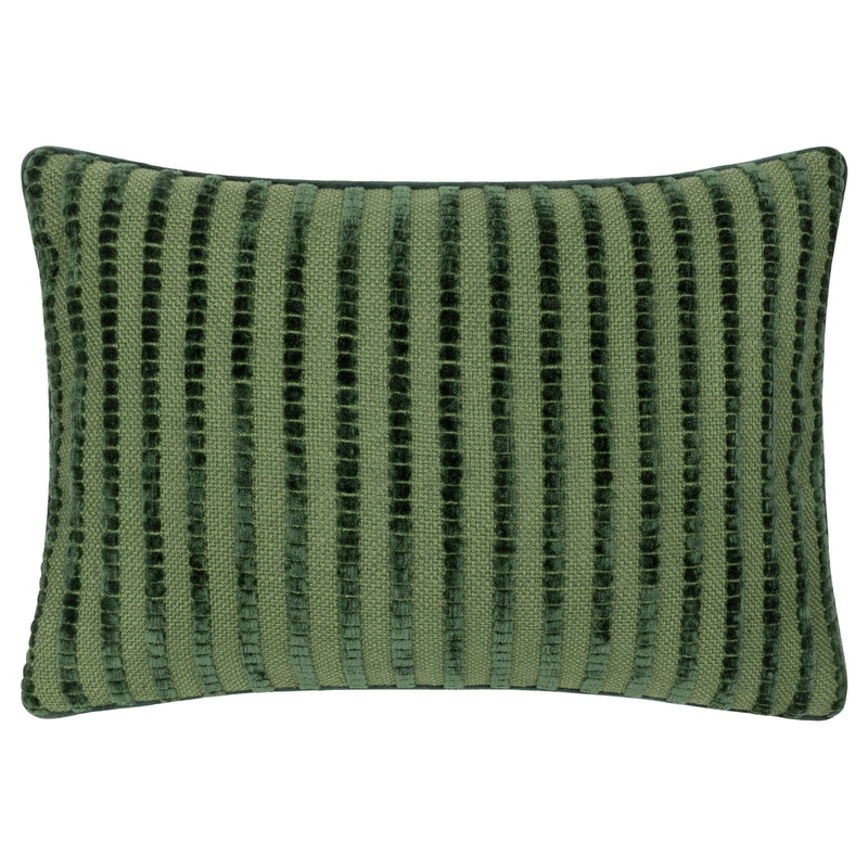 Striped Green Cushions - Giyla Chenille  Cushion Cover Forest furn.