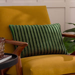 Striped Green Cushions - Giyla Chenille  Cushion Cover Forest furn.