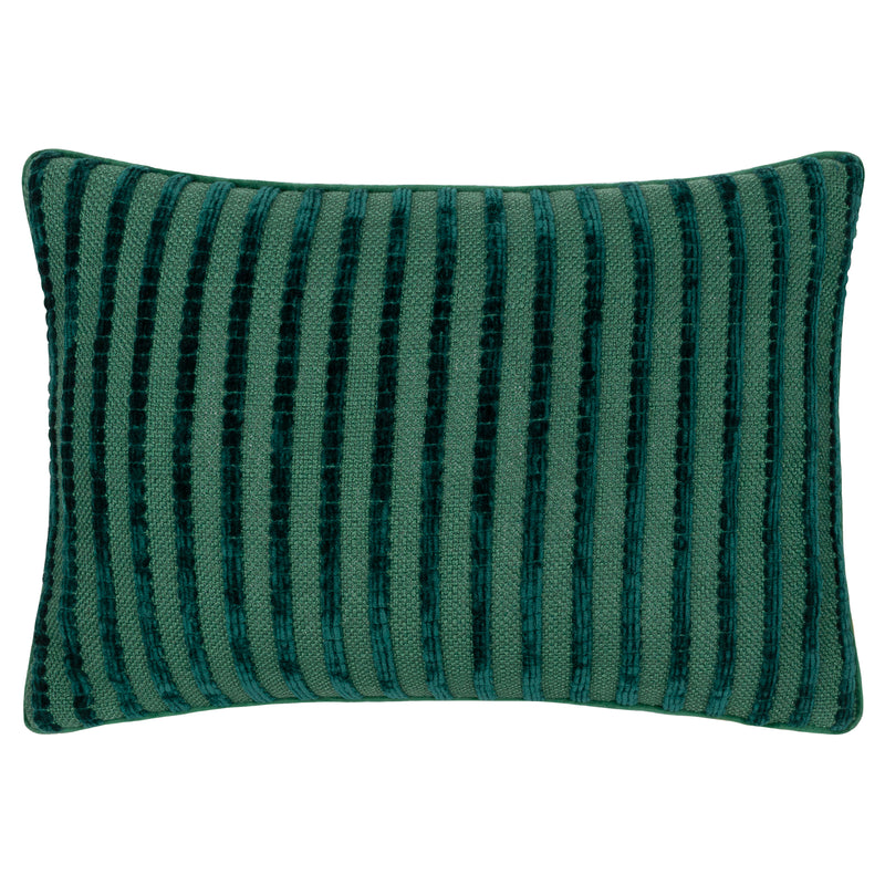 Striped Blue Cushions - Giyla Chenille  Cushion Cover Teal furn.