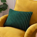 Striped Blue Cushions - Giyla Chenille  Cushion Cover Teal furn.