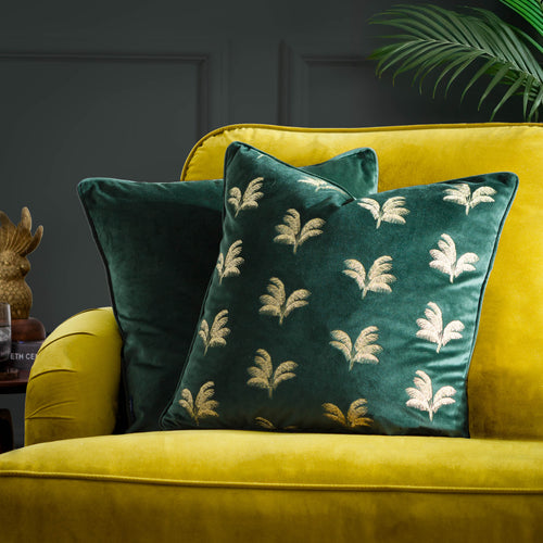 Not Applicable Green Cushions - Guilded Palms Embroidered Cushion Cover Emerald Paoletti
