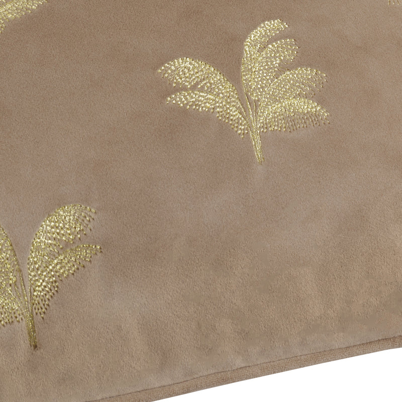 Not Applicable Brown Cushions - Guilded Palms Embroidered Cushion Cover Mink Paoletti