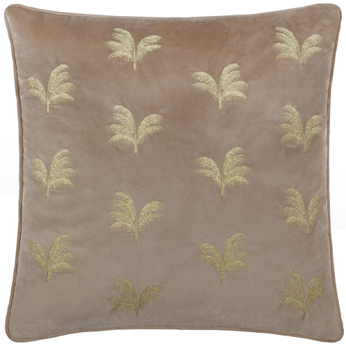 Not Applicable Brown Cushions - Guilded Palms Embroidered Cushion Cover Mink Paoletti