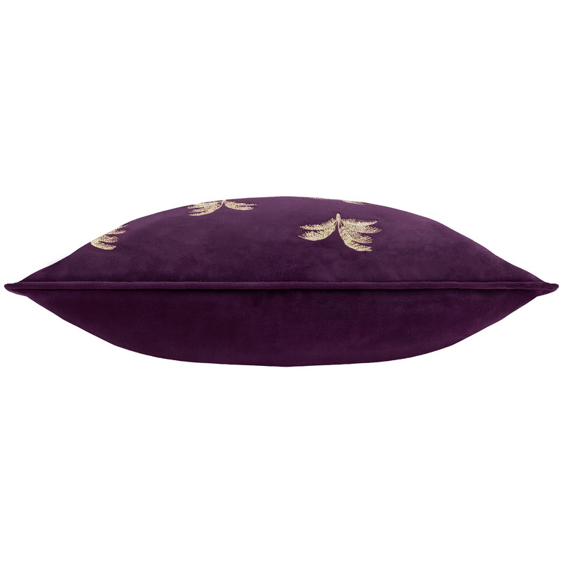 Not Applicable Purple Cushions - Guilded Palms Embroidered Cushion Cover Plum Paoletti