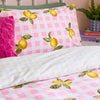 Bedding - Gingham Lemons  Duvet Cover Set Pink Heya Home