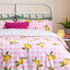 Bedding - Gingham Lemons  Duvet Cover Set Pink Heya Home