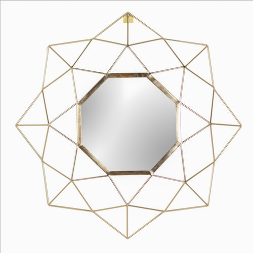 Paoletti Gold Geo 60cm Round Circular Wall Mirror in Brass