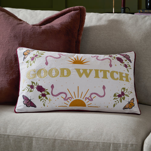  Multi Cushions - Good Witch Embroidered Velvet Cushion Cover Angel White Furn