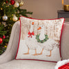 Evans Lichfield Goosie Velvet Chenille Printed Cushion Cover in Ecru