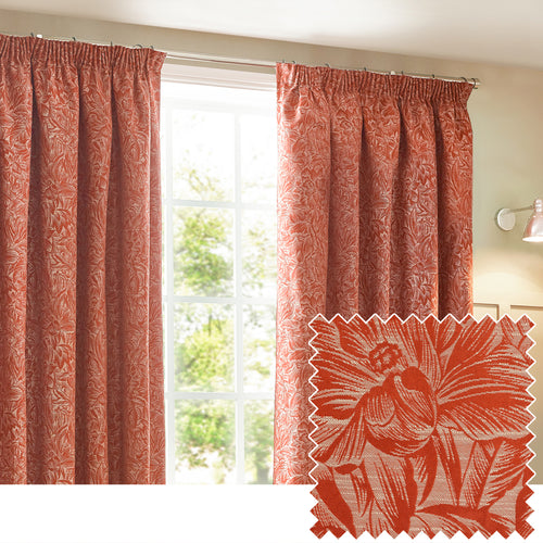 Wylder Grantley Jacquard Pencil Pleat Curtains in Brick