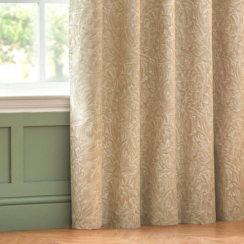 Wylder Grantley Jacquard Pencil Pleat Curtains in Natural