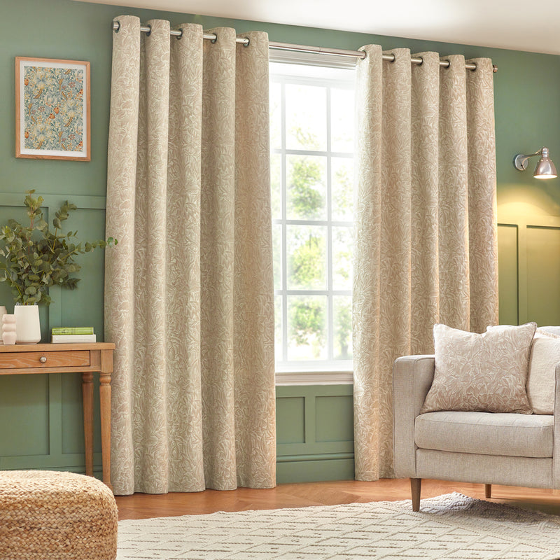 Wylder Grantley Jacquard Eyelet Curtains in Natural