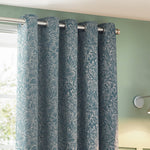 Wylder Grantley Jacquard Eyelet Curtains in Wedgewood