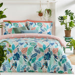 furn. Guava Tropical Leaf Duvet Cover Set in Green/Pink