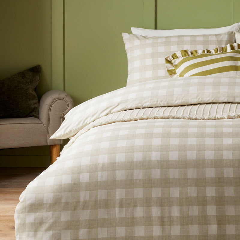 Check Beige Bedding - Hartsford Check Printed Duvet Cover Set Neutral furn.